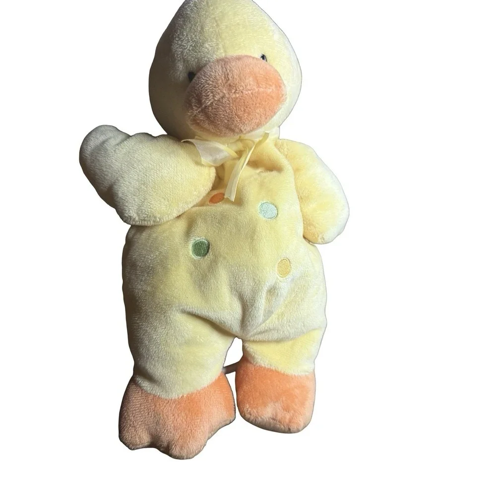 Rare Carters Duck Crib Pull Plush Baby Duckie Polka Dot Lovey Nursery Lullaby
